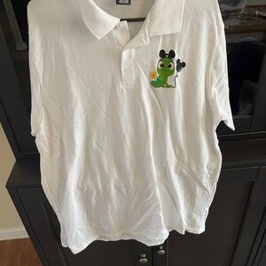 White Mens Polo Shirt with Disney Rapunzels Pascal
